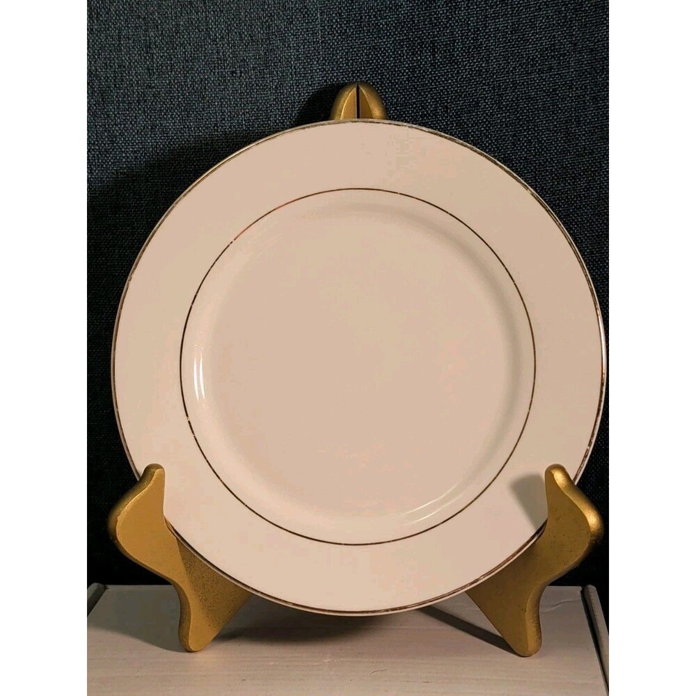 Home Essentials China Salad Plate White with Gold Rim Elegant Replacement